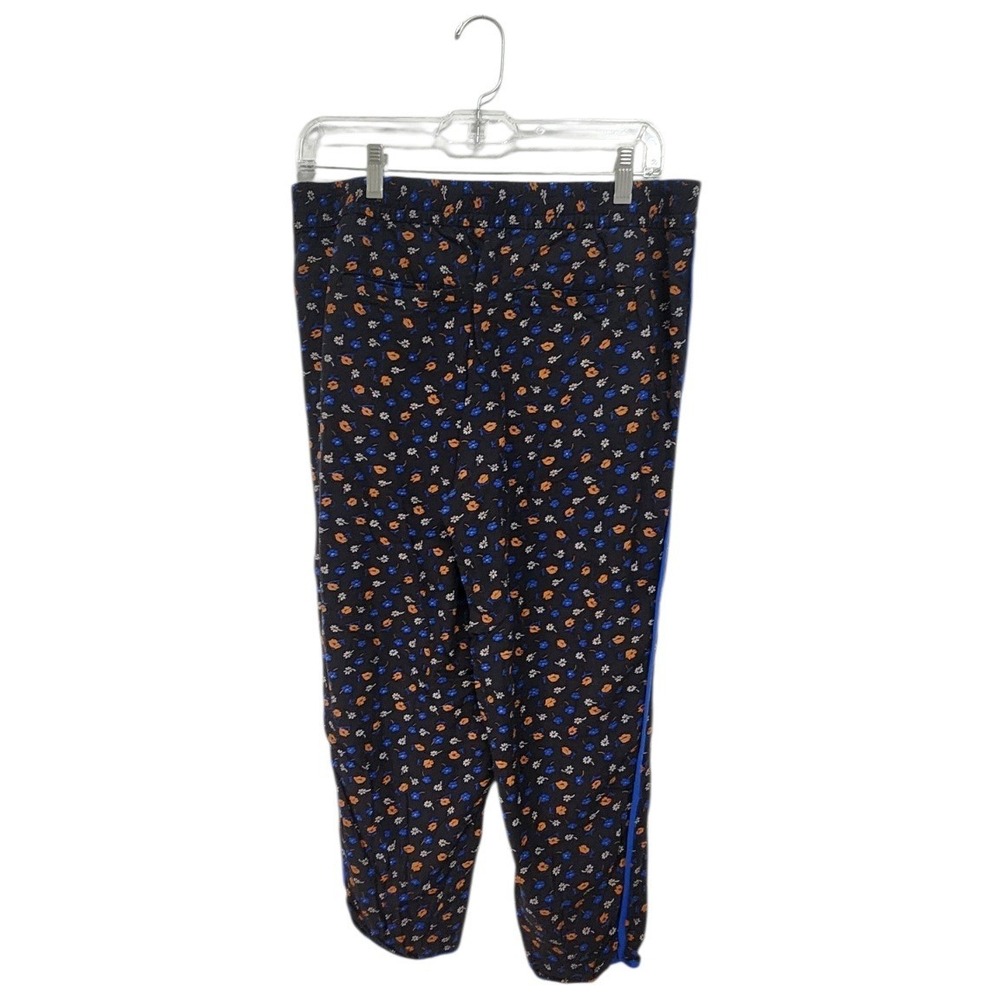 Madewell Floral Trousers Womens 10 Navy‎ Blue Orange Side Stripe Excellent